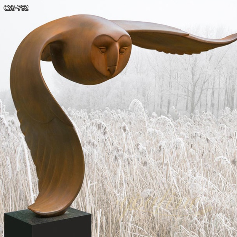 Outdoor Corten Steel Owl Sculpture for Garden for Sale CSS-782