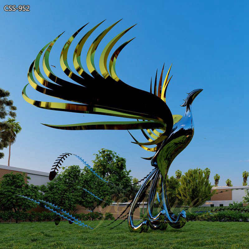 Stainless Steel Phoenix Bird Sculpture for Park - Garden Metal Sculpture - 7