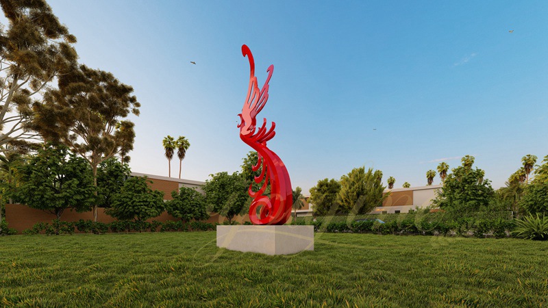 Stainless Steel Phoenix Bird Sculpture for Park - Garden Metal Sculpture - 2