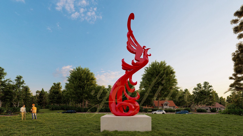 Stainless Steel Phoenix Bird Sculpture for Park - Garden Metal Sculpture - 3