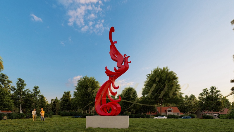 Stainless Steel Phoenix Bird Sculpture for Park - Garden Metal Sculpture - 1