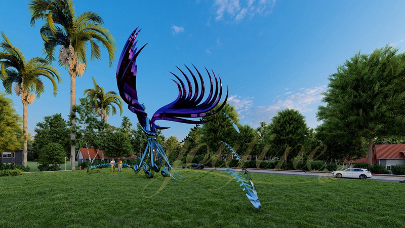Stainless Steel Phoenix Bird Sculpture for Park - Garden Metal Sculpture - 9