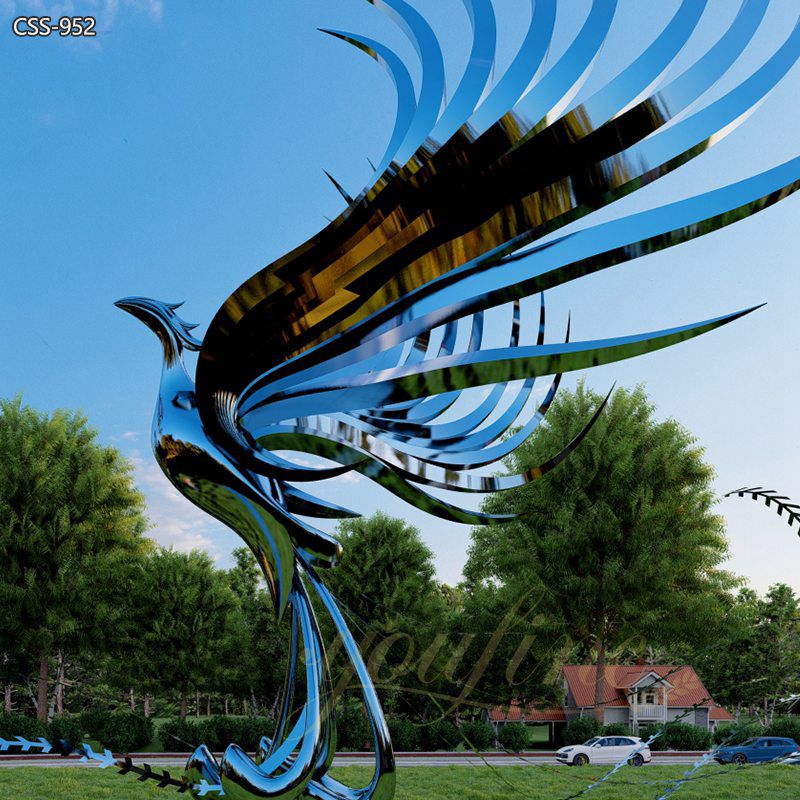 Stainless Steel Phoenix Bird Sculpture for Park - Garden Metal Sculpture - 6
