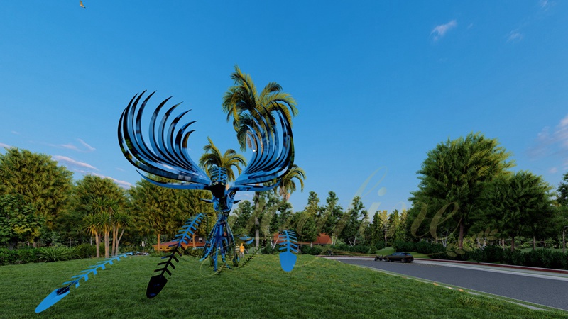 Stainless Steel Phoenix Bird Sculpture for Park - Garden Metal Sculpture - 5