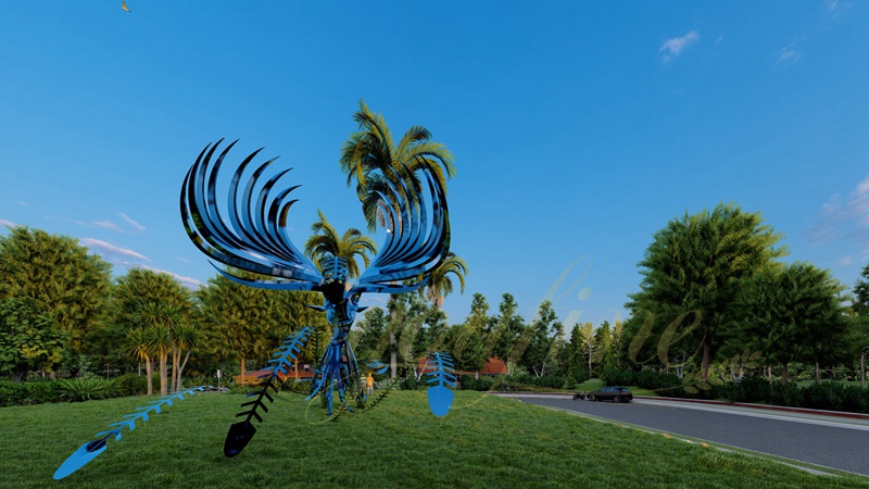 Stainless Steel Phoenix Bird Sculpture for Park