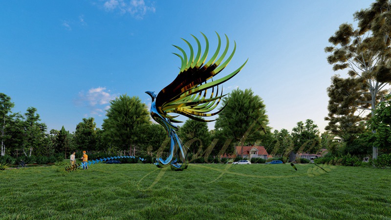 Stainless Steel Phoenix Bird Sculpture for Park - Garden Metal Sculpture - 10