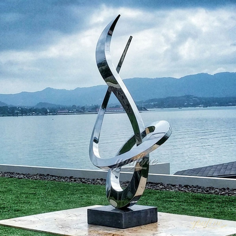 Large Mirror Polished Abstract Outdoor Modern Metal Sculpture for Sale CSS-14 - Center Square - 1