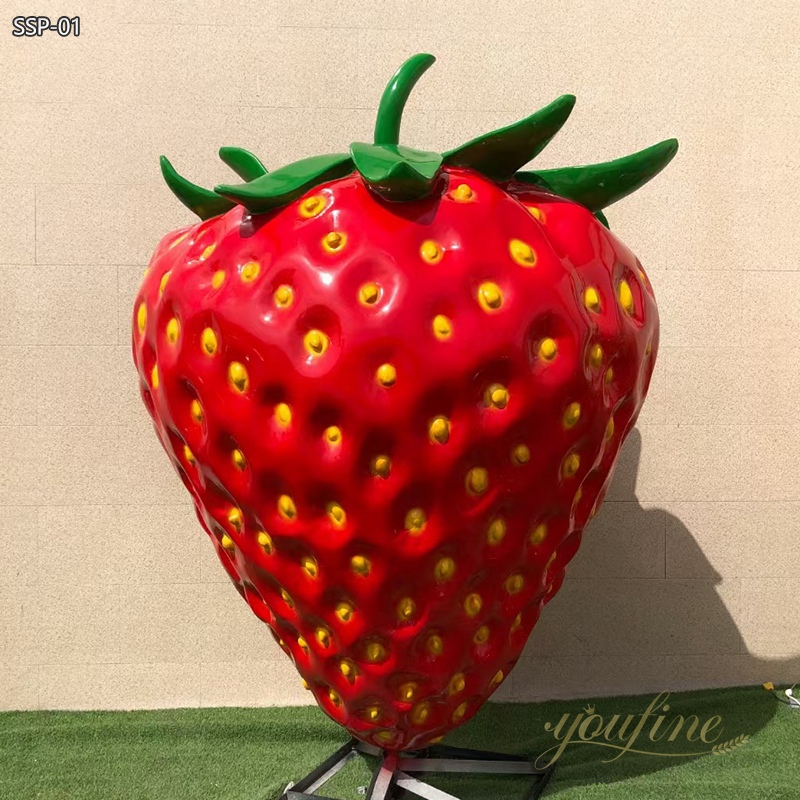 Large Metal Strawberry Sculpture for Outdoor Lawn