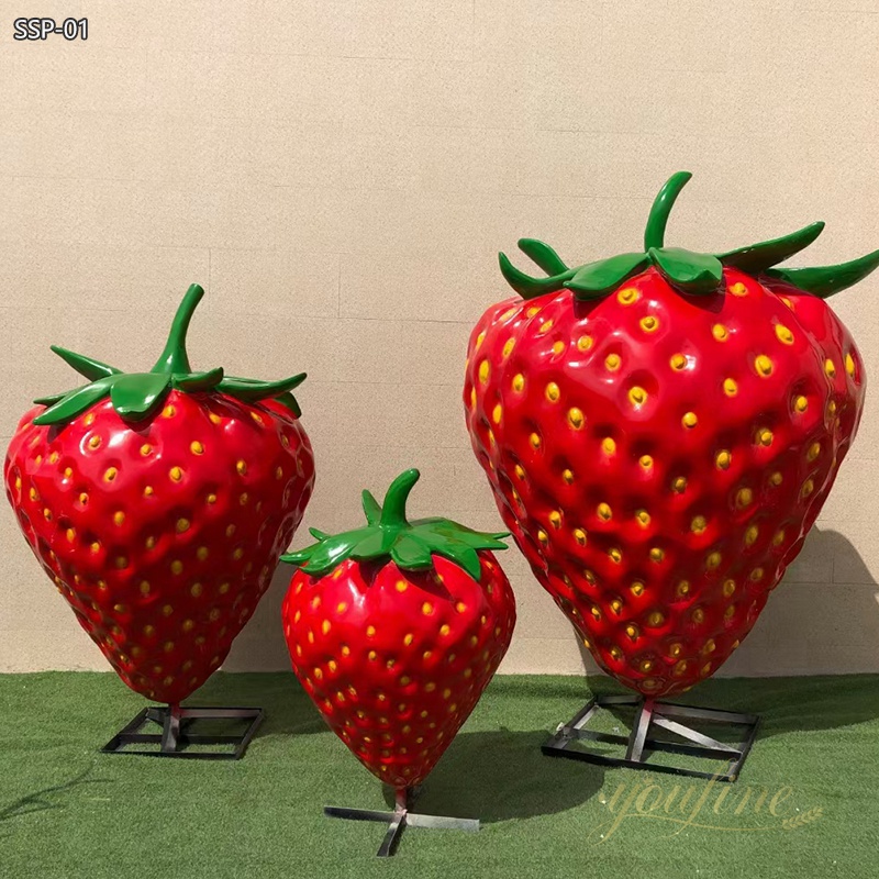 Large Metal Strawberry Sculpture for Outdoor Lawn - Garden Metal Sculpture - 5