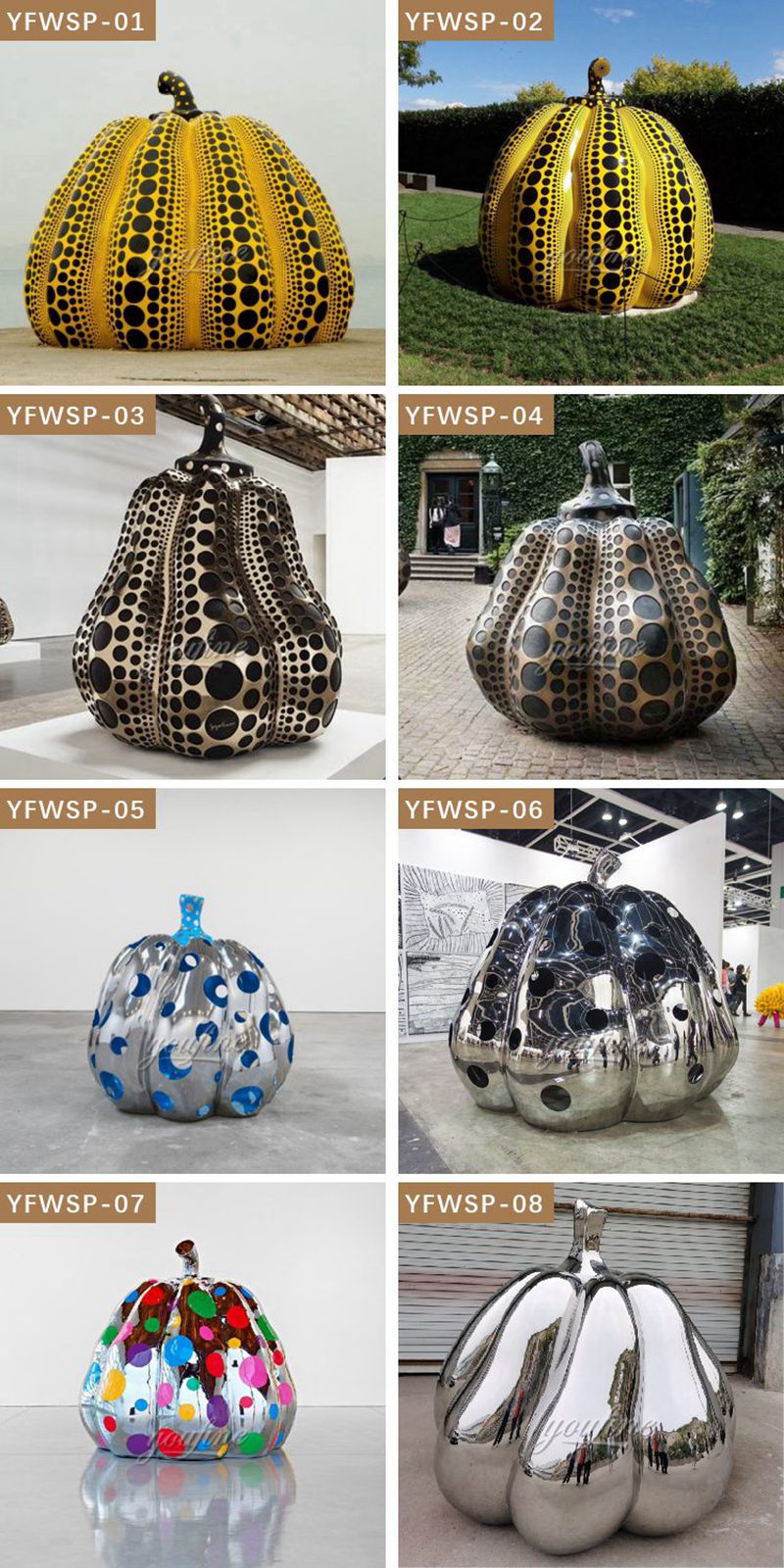 Modern Metal Large Outdoor Pumpkin Statue for Sale