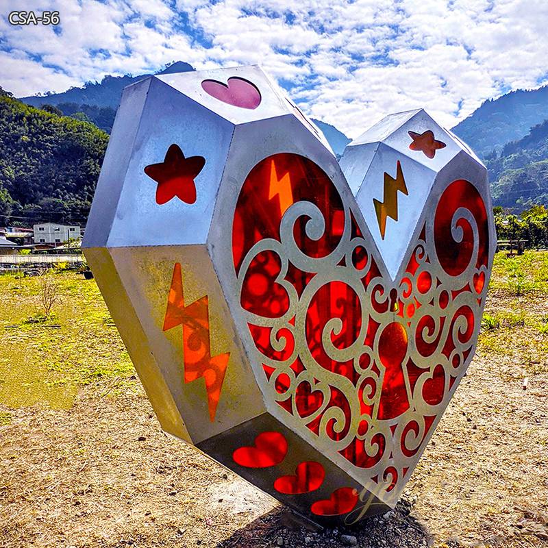 Modern Outdoor Large Heart Sculpture “Open Your Heart” - Garden Metal Sculpture - 4