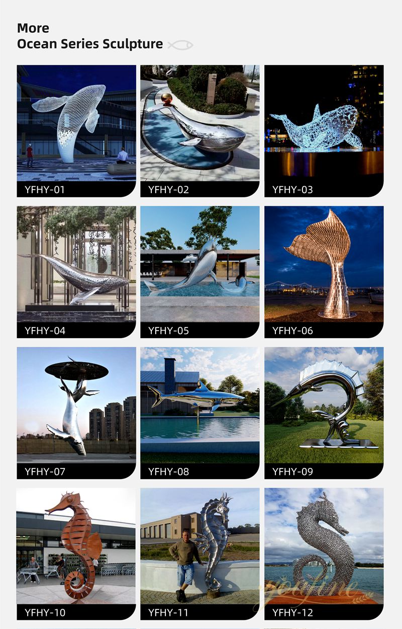 Large Abstract Animal Blue Whale Sculpture Waterside Decor - Landscape Sculpture - 6