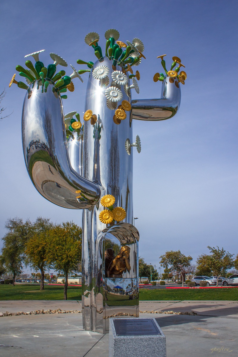 Huge Stainless Steel Modern Cactus Sculpture for Public - Garden Metal Sculpture - 1