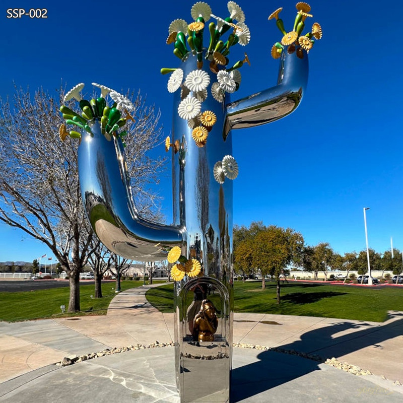 Huge Stainless Steel Modern Cactus Sculpture for Public