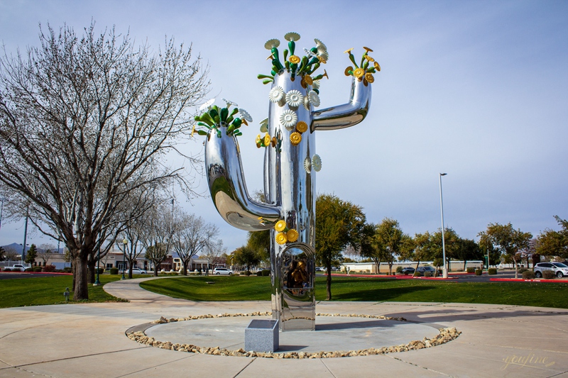 Huge Stainless Steel Modern Cactus Sculpture for Public - Garden Metal Sculpture - 2