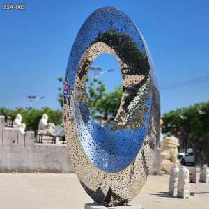 Modern Hollow Ring Stainless Steel Sculpture for Outdoor