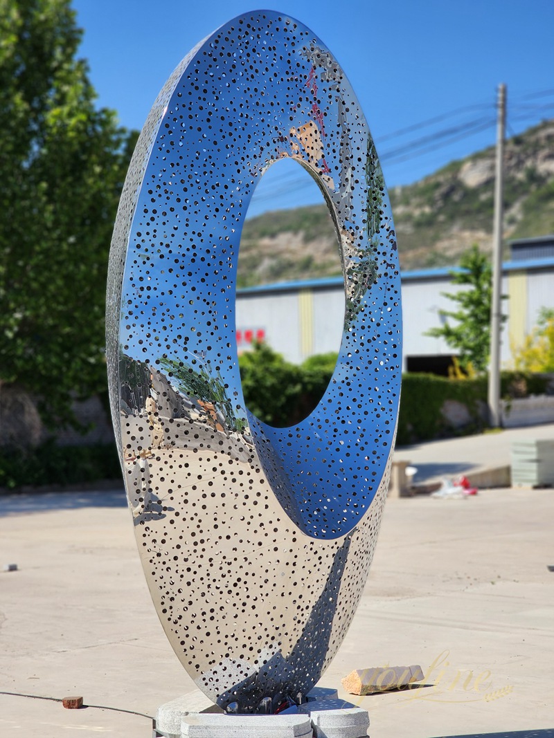 Modern Hollow Ring Stainless Steel Sculpture for Outdoor - Garden Metal Sculpture - 5