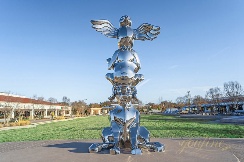 Polished Stainless Steel Animal Sculpture Stacked Friends for Park