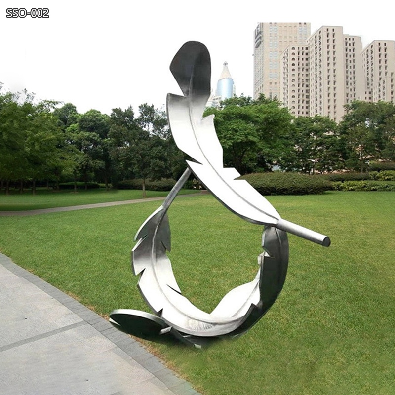 Stainless Steel Feather Art Sculpture for Outdoor Park - Garden Metal Sculpture - 2