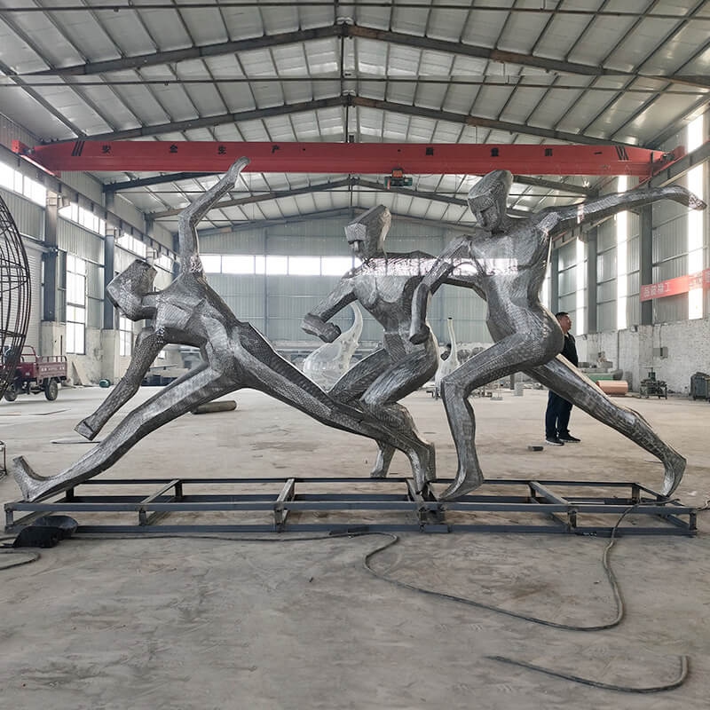 Stainless Steel Football Sports Sculpture for Park