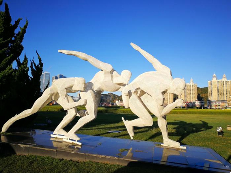 Stainless Steel Football Sports Sculpture for Park - Garden Metal Sculpture - 1