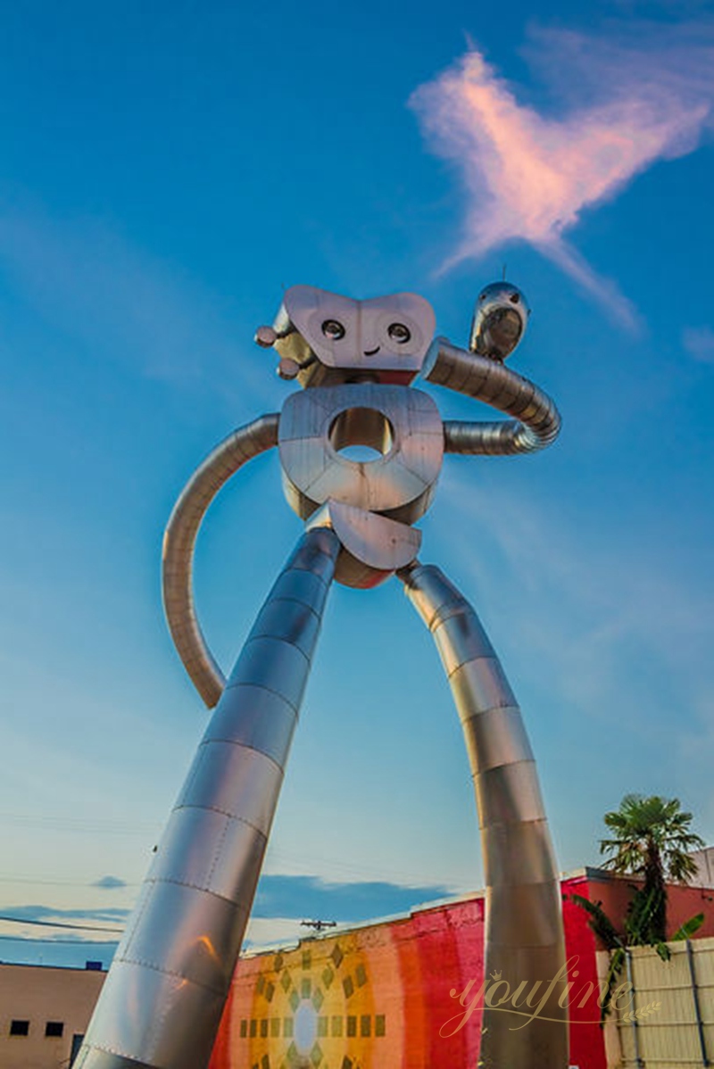 The Traveling Man with Bird Giant Metal Sculpture for Public