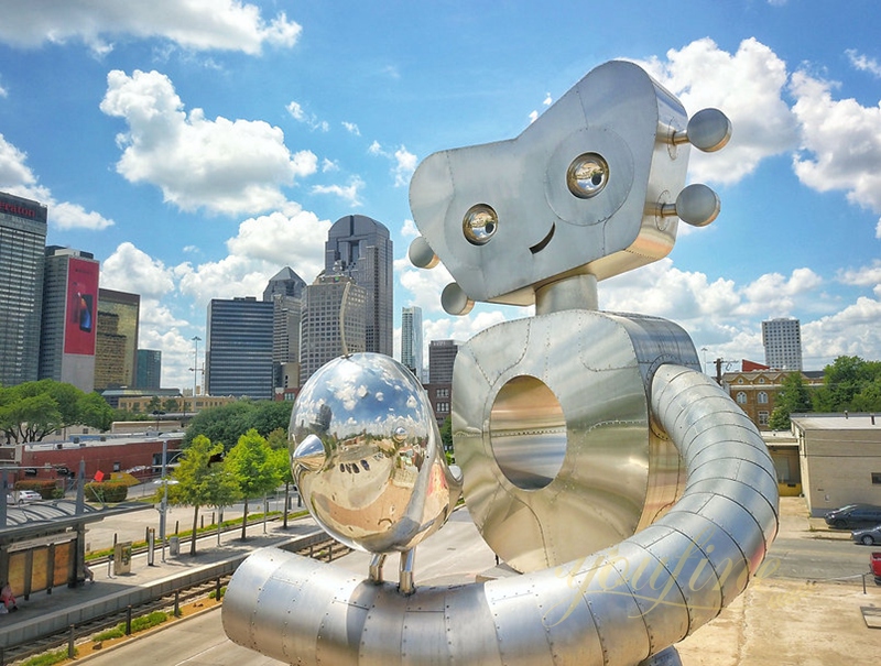 The Traveling Man with Bird Giant Metal Sculpture for Public