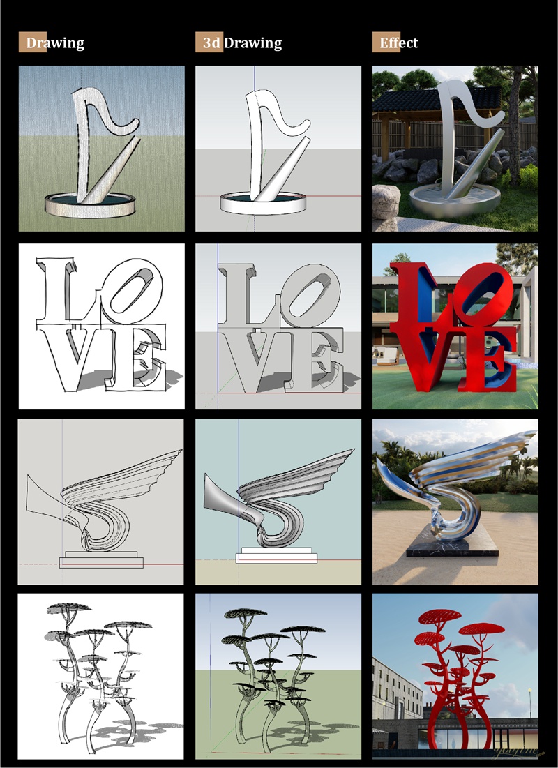 Large  Outdoor Metal Sculpture Abstract Decor for Sale CSS-416 - Center Square - 9