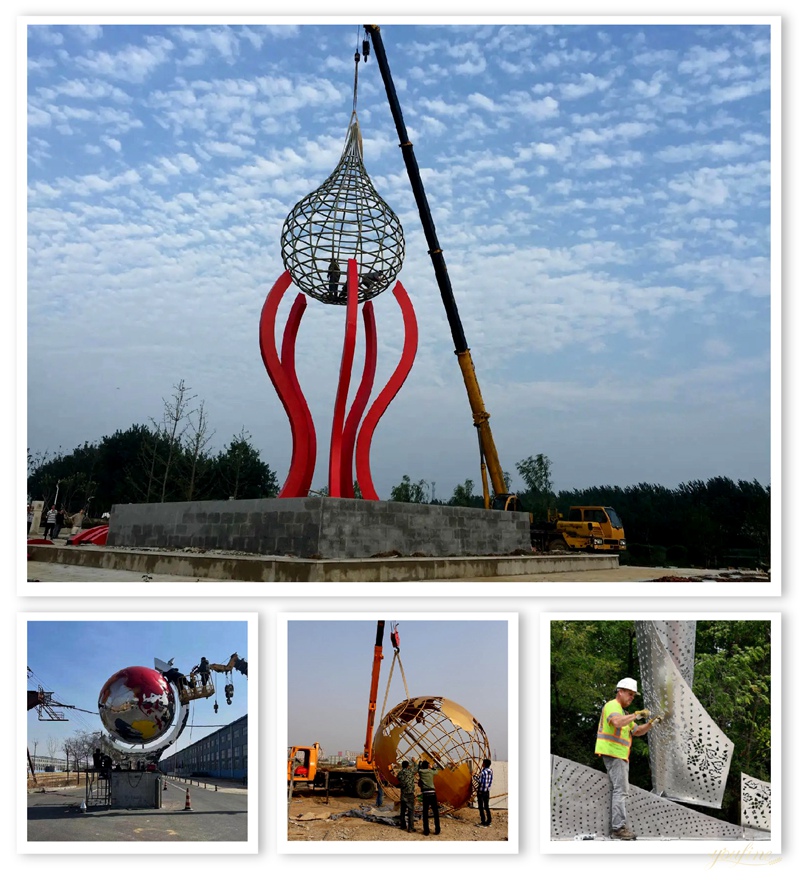 The Traveling Man with Bird Giant Metal Sculpture for Public - Garden Metal Sculpture - 6