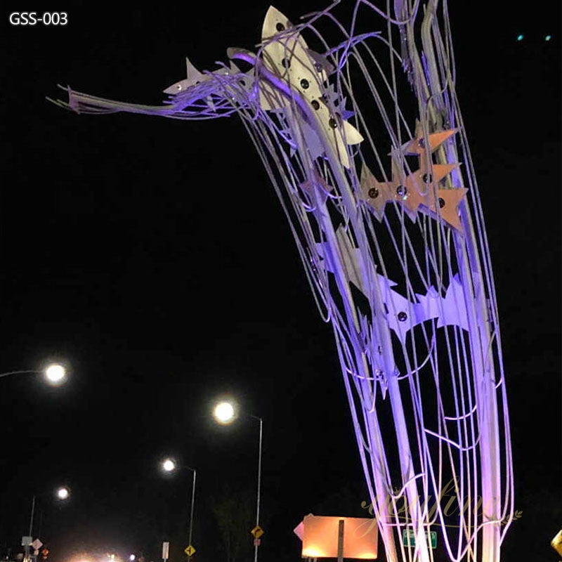 Large Public Roundabout Sculpture Fishing for Gravity & Waves of Viticulture - Garden Metal Sculpture - 4