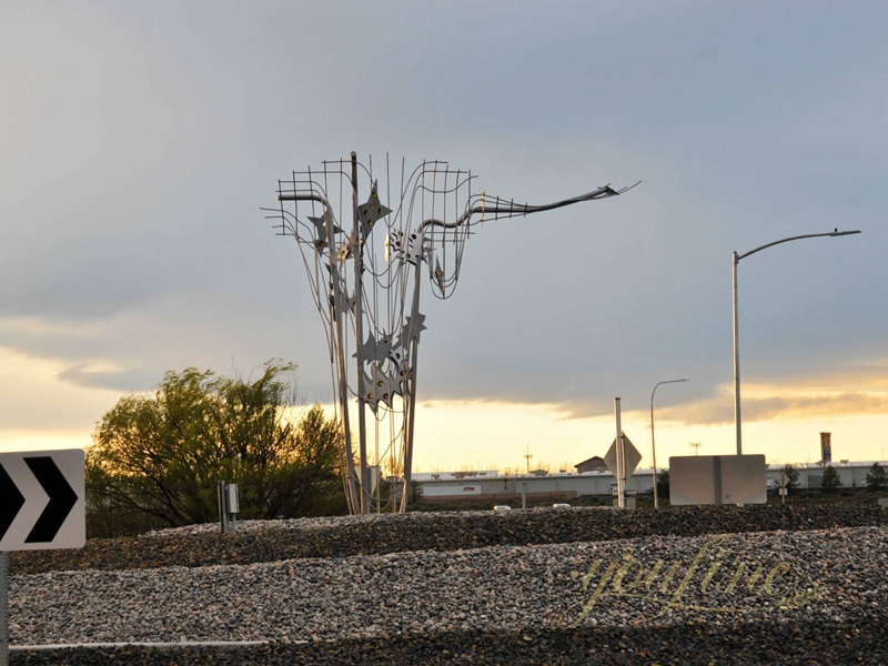 Large Public Roundabout Sculpture Fishing for Gravity & Waves of Viticulture - Garden Metal Sculpture - 2