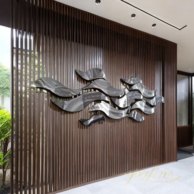 Modern Abstract Metal Wave Sculpture for Wall SSW-001 - Hotel Lobby - 6
