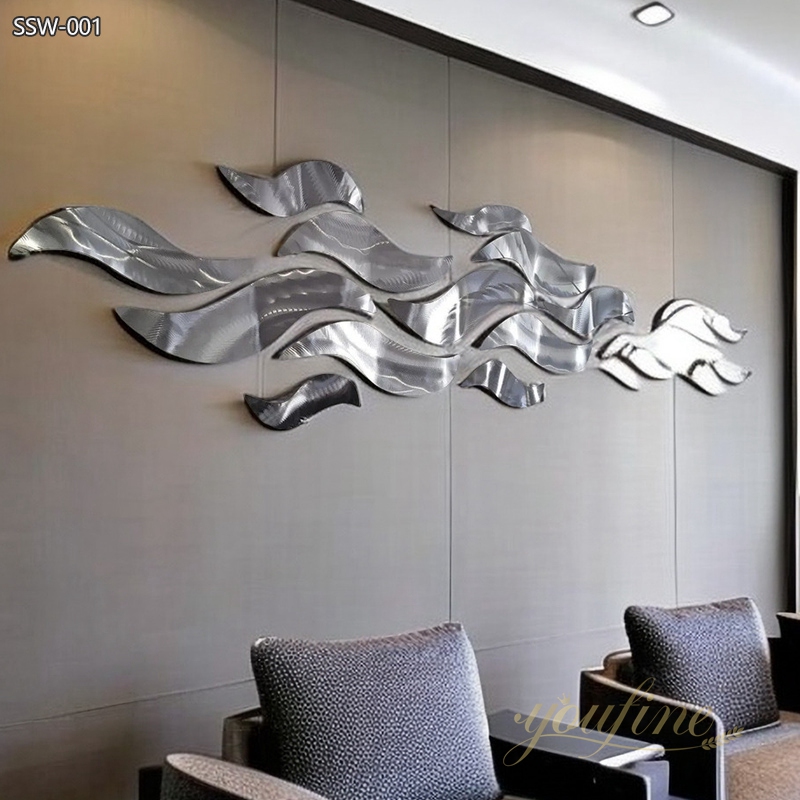Modern Abstract Metal Wave Sculpture for Wall SSW-001 - Hotel Lobby - 2