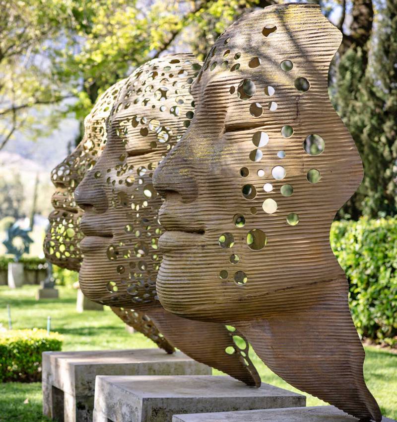 Abstract Stainless Steel Large Face Sculpture