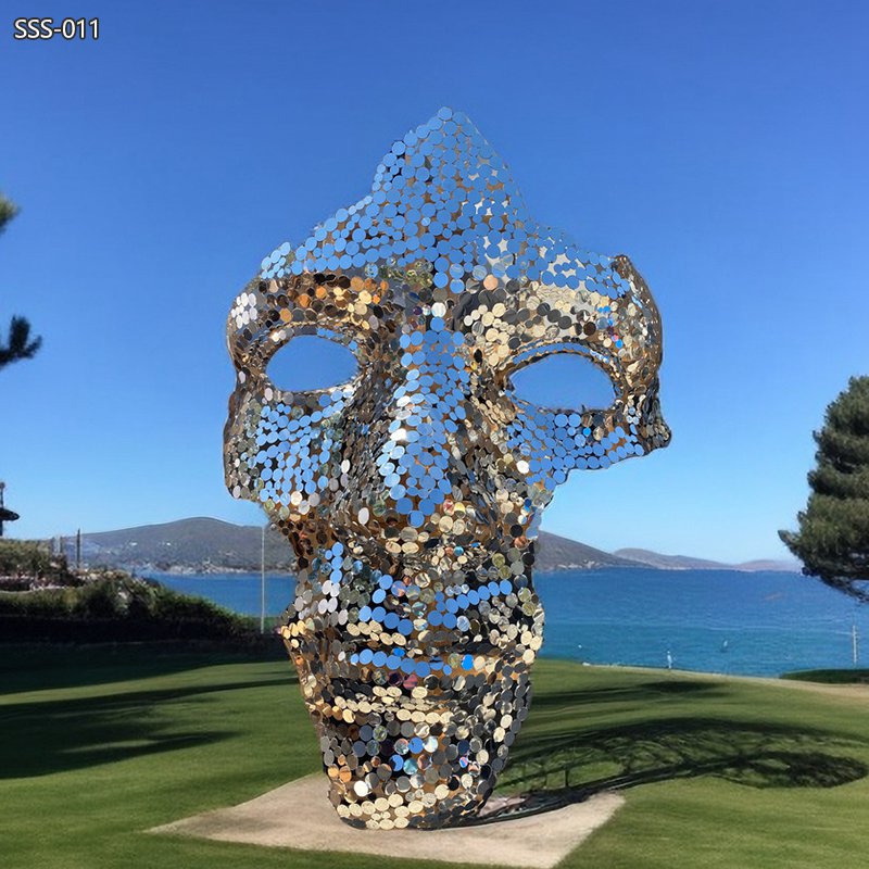 Abstract Stainless Steel Large Face Sculpture