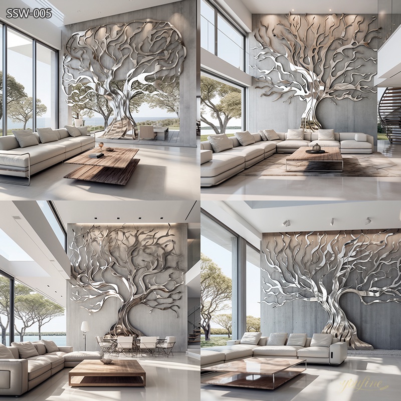 Large Metal Metal Tree of Life Sculpture for Wall