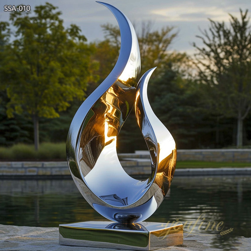 Large Outdoor Stainless Steel Flame Garden Sculpture SSA-010