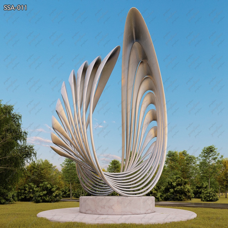 Large Seashell Design Modern Abstract Sculpture for Park - Garden Metal Sculpture - 4