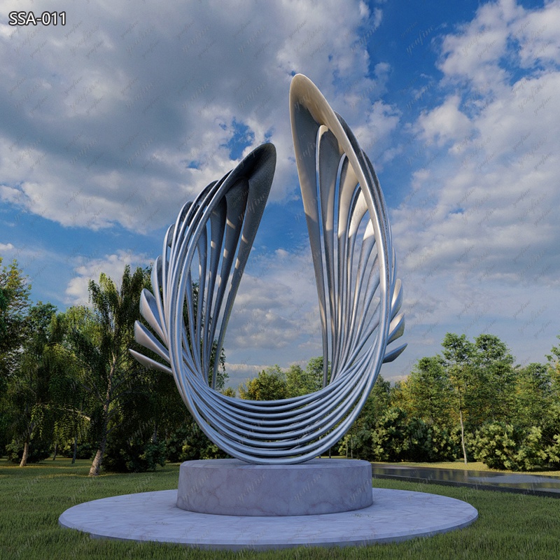 Large Seashell Design Modern Abstract Sculpture for Park - Garden Metal Sculpture - 9