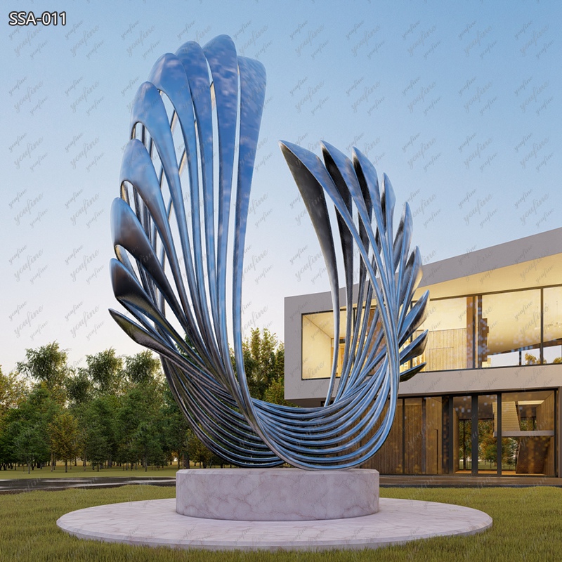 Large Seashell Design Modern Abstract Sculpture for Park - Garden Metal Sculpture - 1