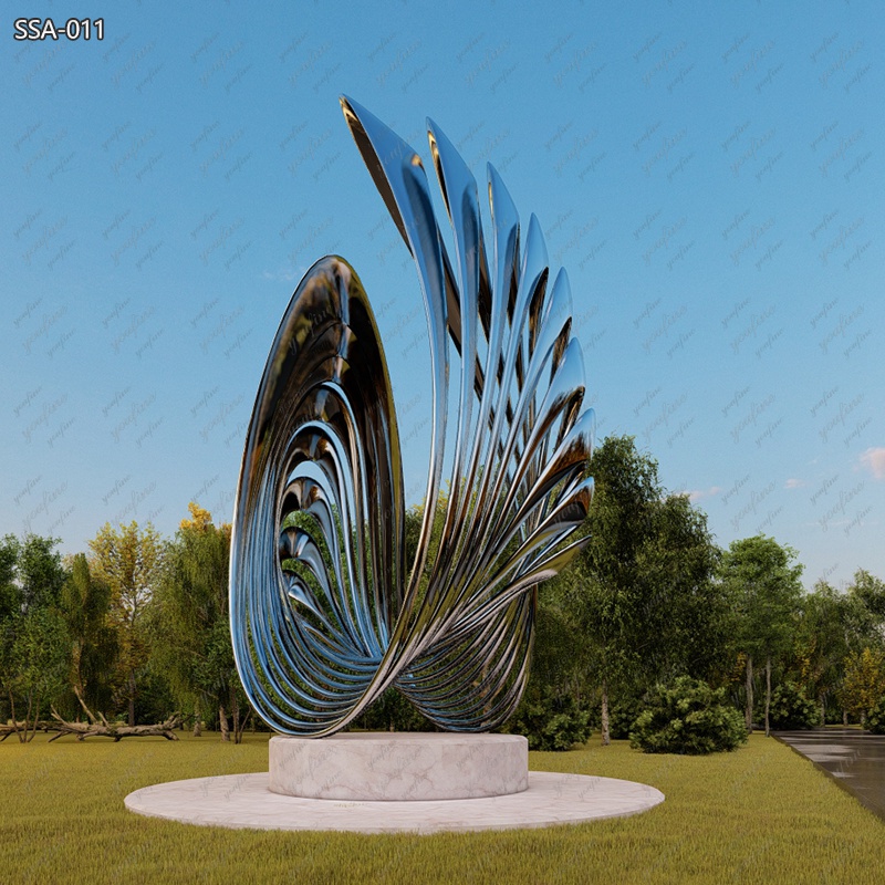 Large Seashell Design Modern Abstract Sculpture for Park - Garden Metal Sculpture - 2
