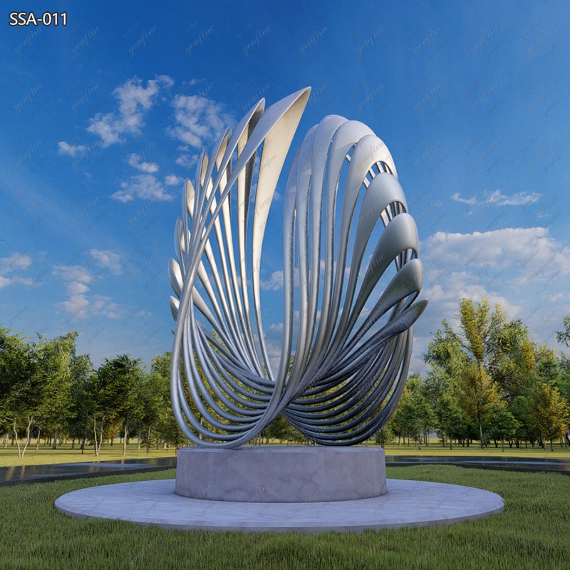 Large Seashell Design Modern Abstract Sculpture for Park - Garden Metal Sculpture - 5