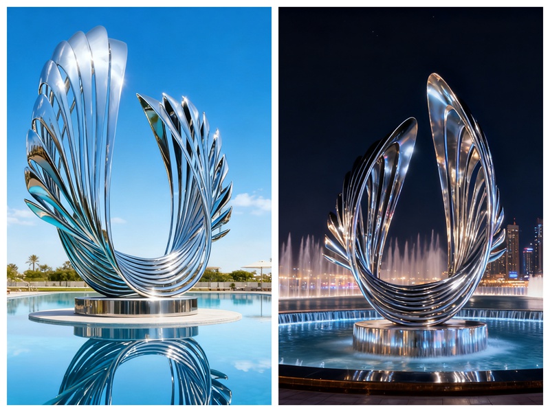 Large Seashell Design Modern Abstract Sculpture for Park SSA-011 - Garden Metal Sculpture - 2 Large Seashell sculpture for water side