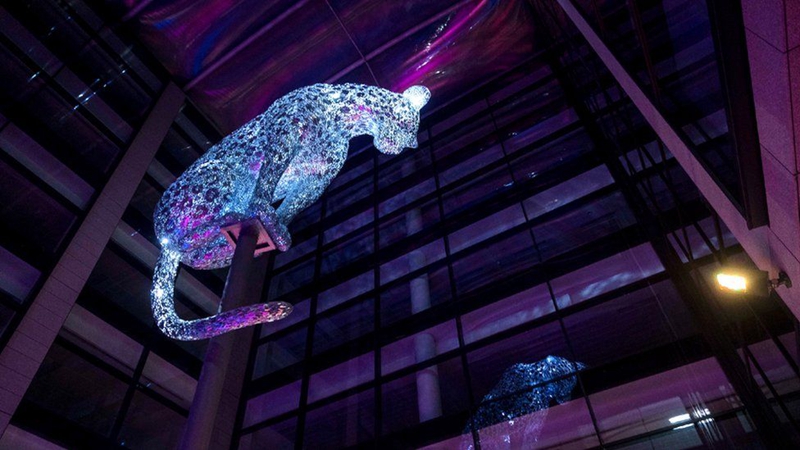 Metal Lighting Large Leopard Sculpture Art Installation SSD-009