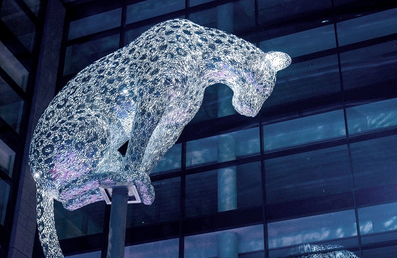 Metal Lighting Large Leopard Sculpture Art Installation SSD-009 - Metal Animal Sculpture - 6