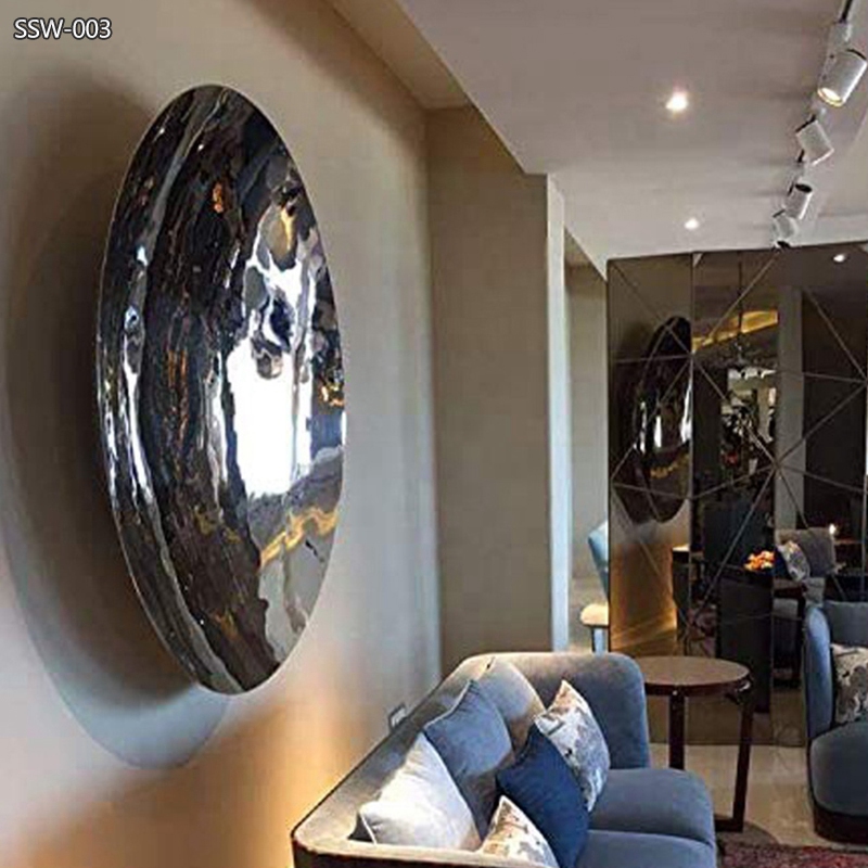 Mirror Disc Wall Stainless Steel Sculpture Supplier SSW-003 - Metal Wall Mounted Sculpture - 4