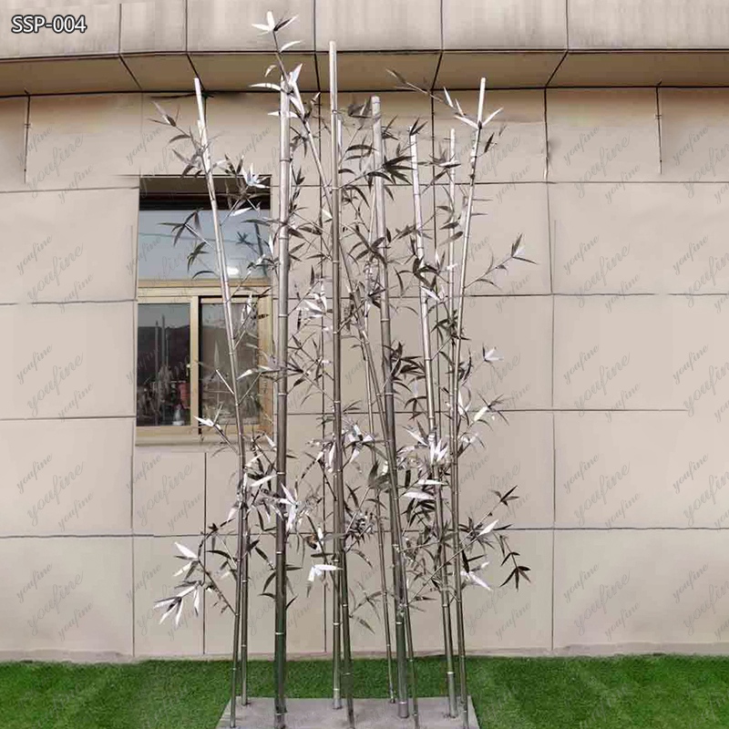 Modern Stainless Steel Tree Bamboo Sculpture for Mall