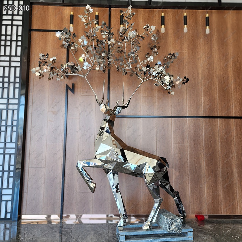 youfine Mesmerize Geometric Metal Deer Sculptures for Lobby