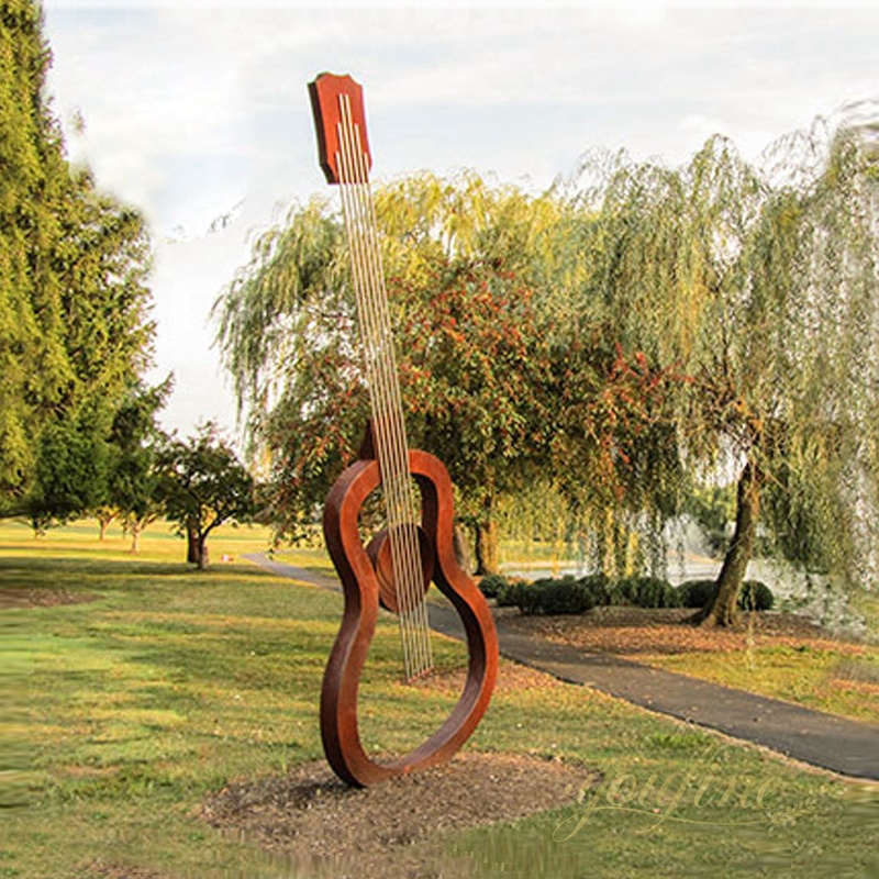 Corten Steel Guitar Sculpture Customizable for Outdoor