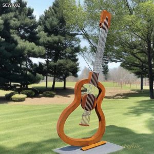 Corten Steel Guitar Sculpture Customizable for Outdoor